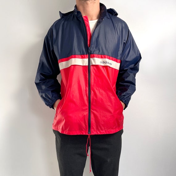 Vintage ADIDAS Windbreaker | Packable Unisex Navy & Red
