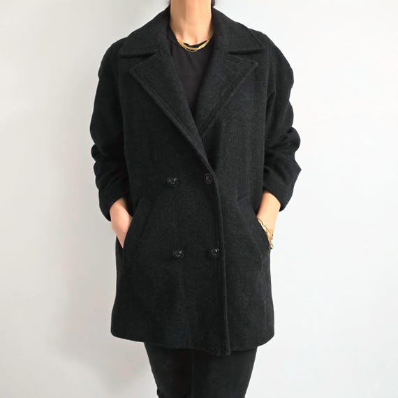 ジャケット・アウター wool jacket / short coat 90s 90's Vintage Charcoal Black Short Wool Coat | Ladies Classic