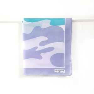 Sciarpa vintage Daniel Hechter blu pastello e lilla / Sciarpa con stampa astratta / Prodotta in Italia