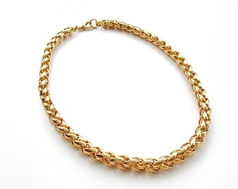 Collier Vintage Plaqué Or - Bijou Ancien Style Rétro Gros Modèle - Occasion