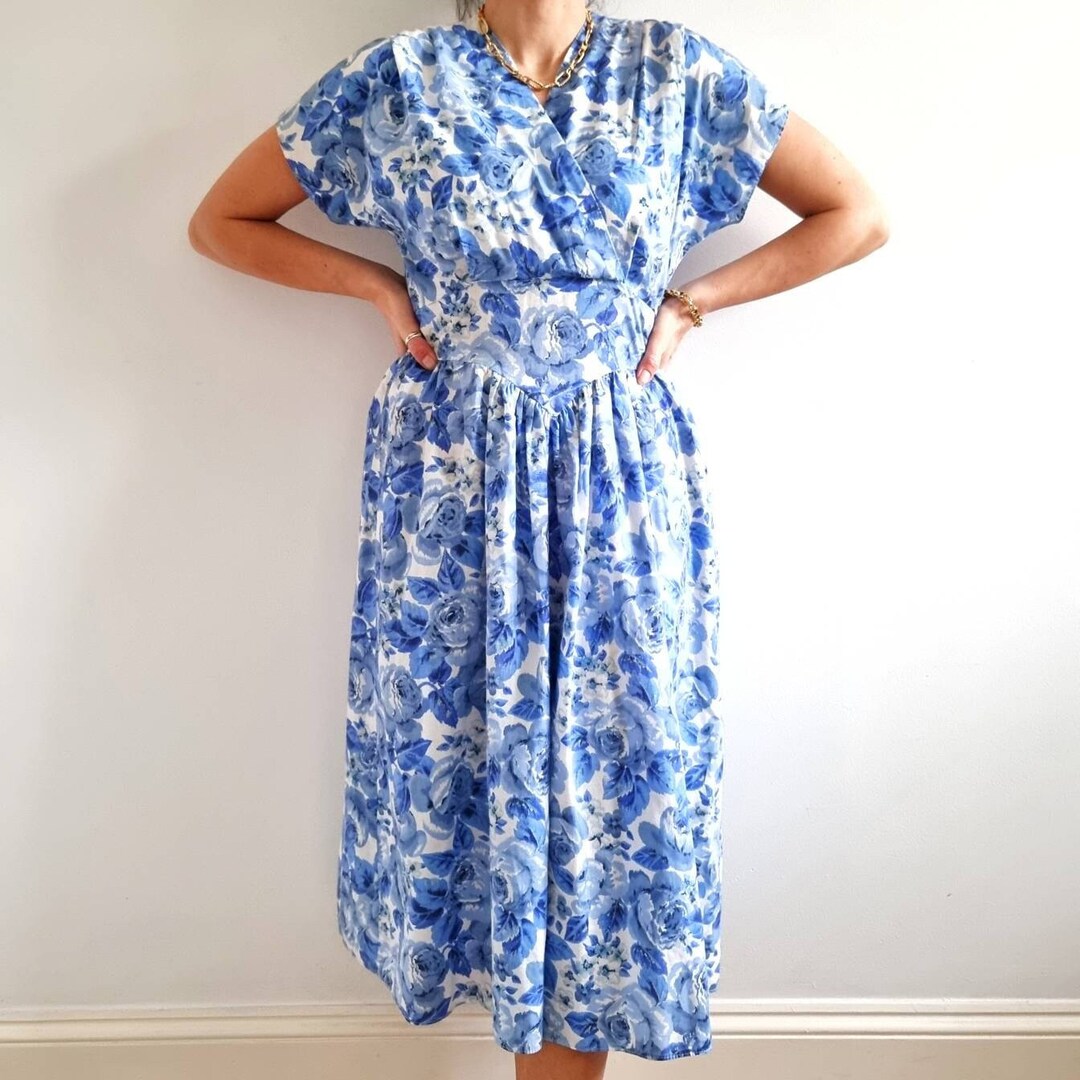 80s Retro B&W Large Leaf Print Professional Dress - S