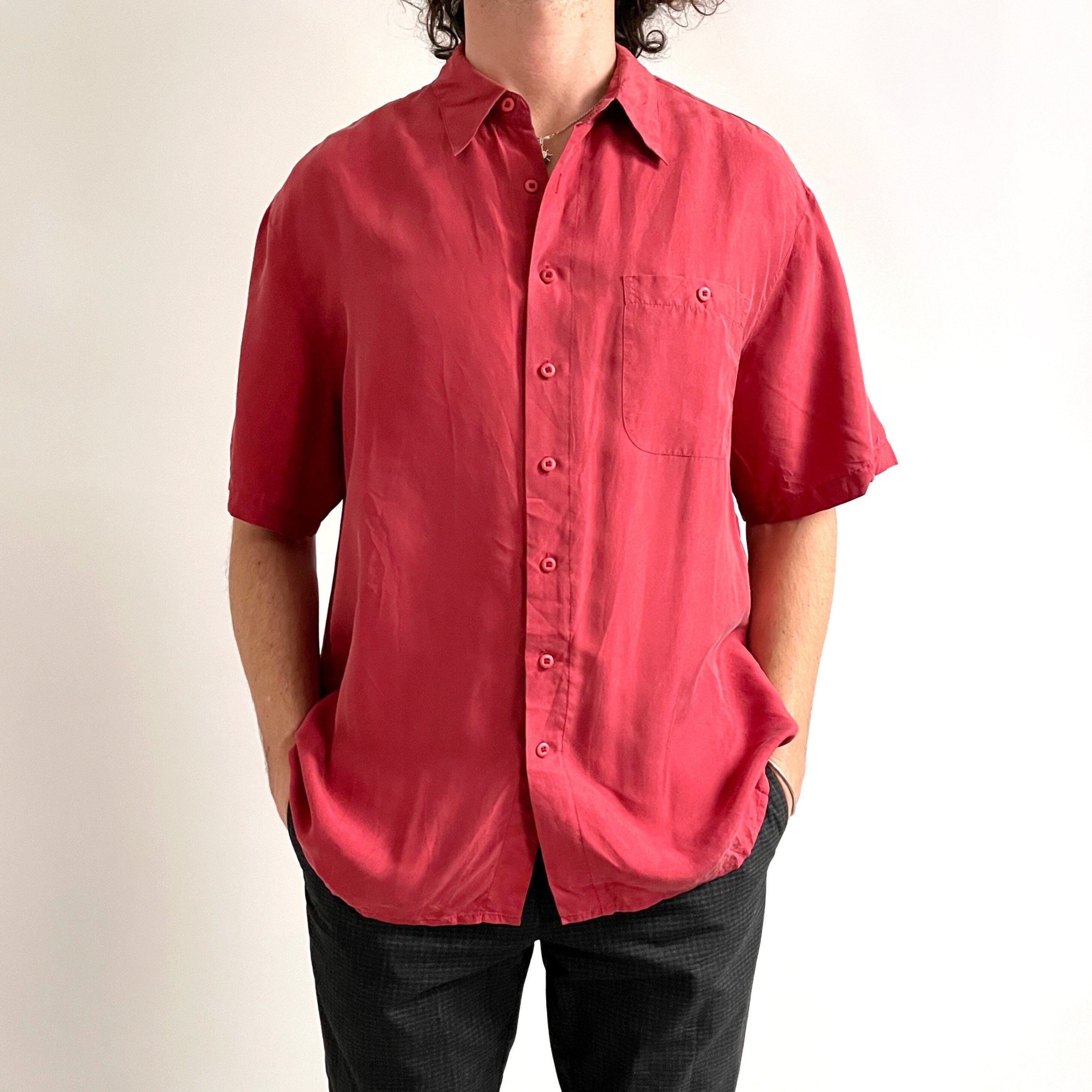 Casablanca Burgundy Silk Monogram Shirt Casablanca