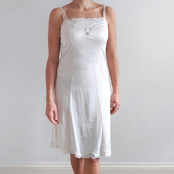 Vintage White Lace Midi Slip Dress Nightie Medium Etsy UK