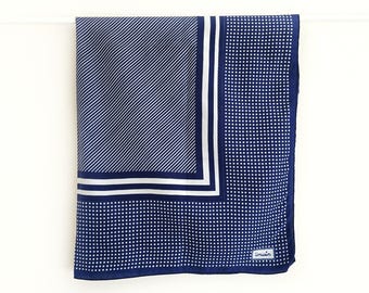Bufanda vintage a rayas azules y blancas / Bufanda con estampado de lunares