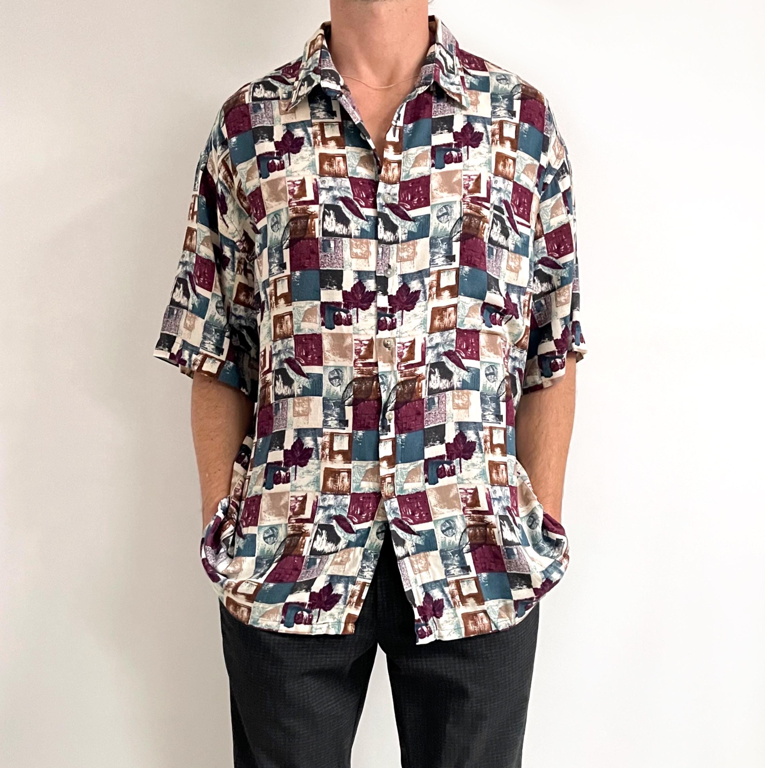 00s Vintage Pierre Cardin Summer Shirt | Geometric Leaf Print
