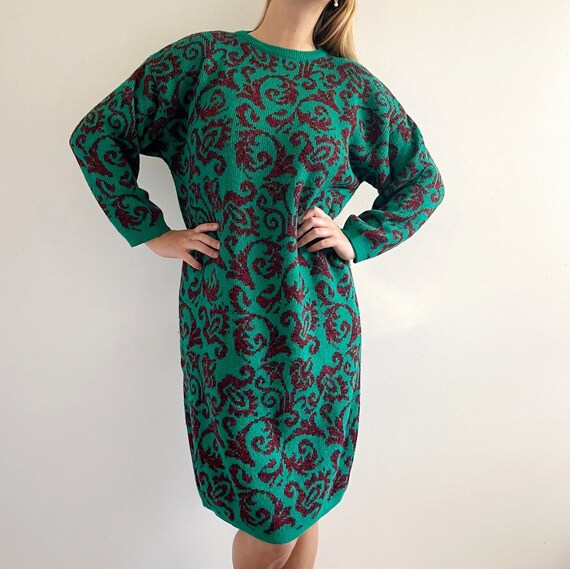 Vintage Green Knit Jumper Dress by 