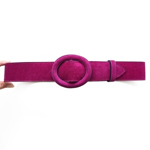 Vintage JAEGER Fuchsia Pink Suede Leather Belt | Ladies  display picture 1