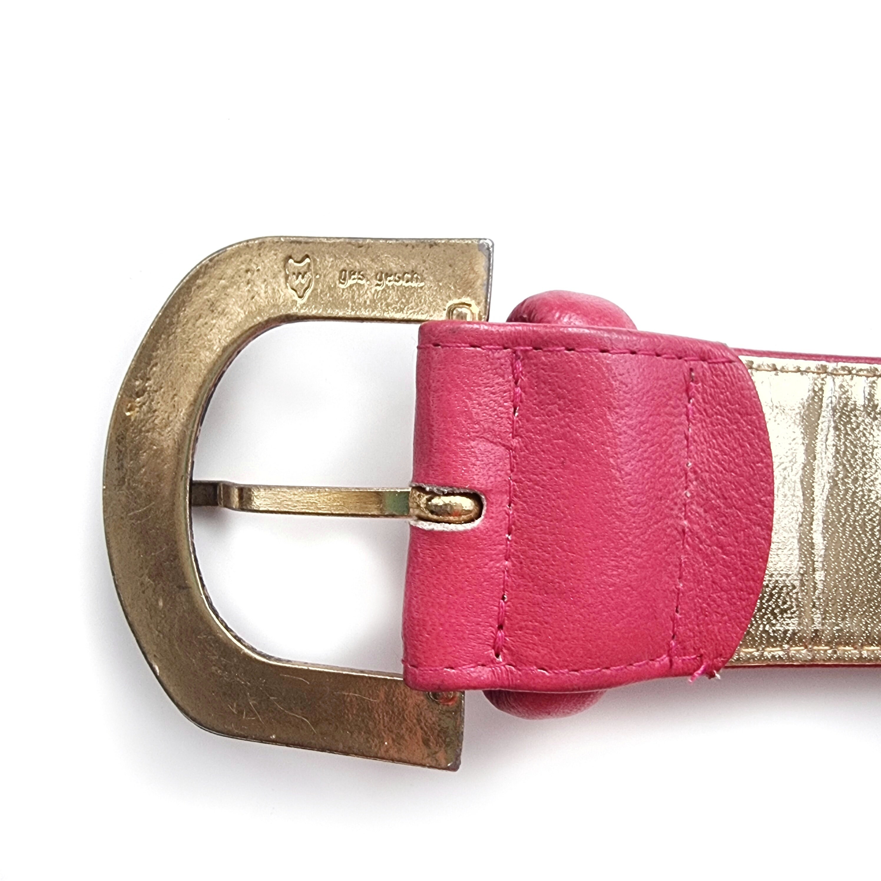 Vintage Pink Leather Wrap Belt with Gold Twist Buckle 80s VINTAGE Pink Belt Womens XS Leather Gold Buckle Chic  main image 3