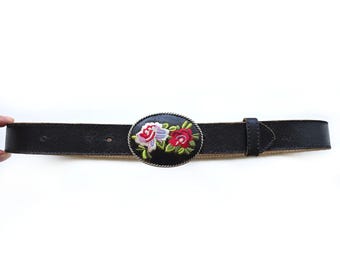 Chicos Leather Belt, Black Leather, Silver Tone, Enamel and  display picture 3