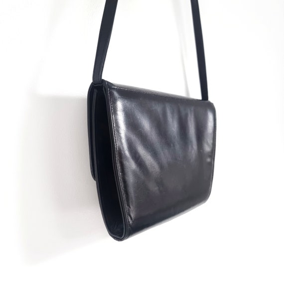 Vintage BALLY Black Leather Handbag w Long Strap … - image 3
