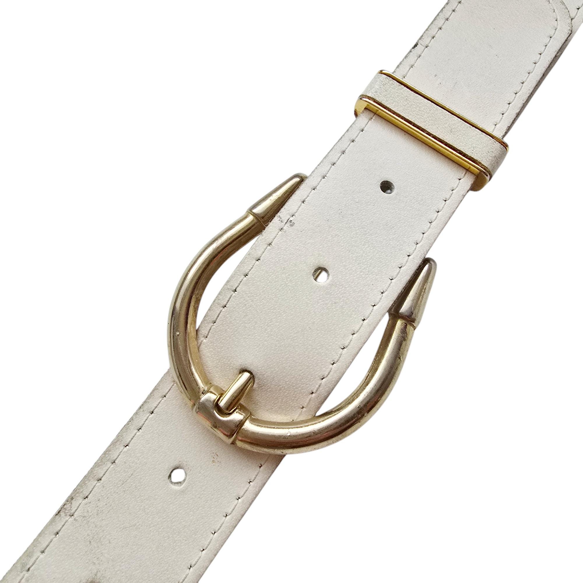 Vintage Cream Leather Skinny Belt with Gold Buckle Vintage Skinny Brown Beige Tanned Leather Belt With Gold  main image 4