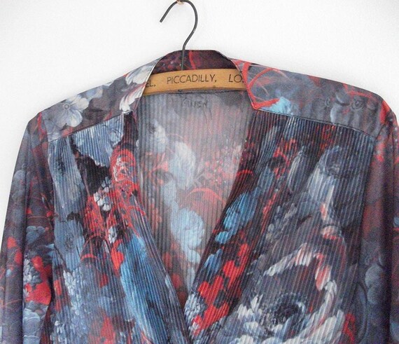 Vintage Pleated Shirt Dress // Painterly Floral L… - image 2