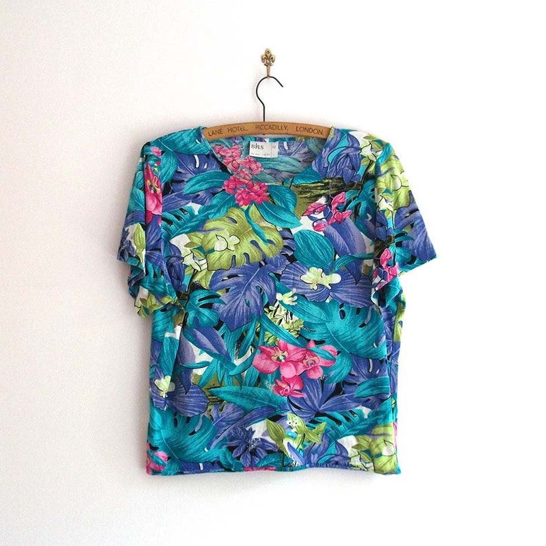 90's Tropical Print T-shirt image 1