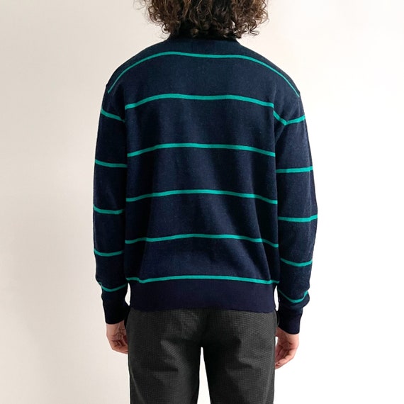 Vintage Men’s Striped Sailing Polo Jumper | Navy … - image 5