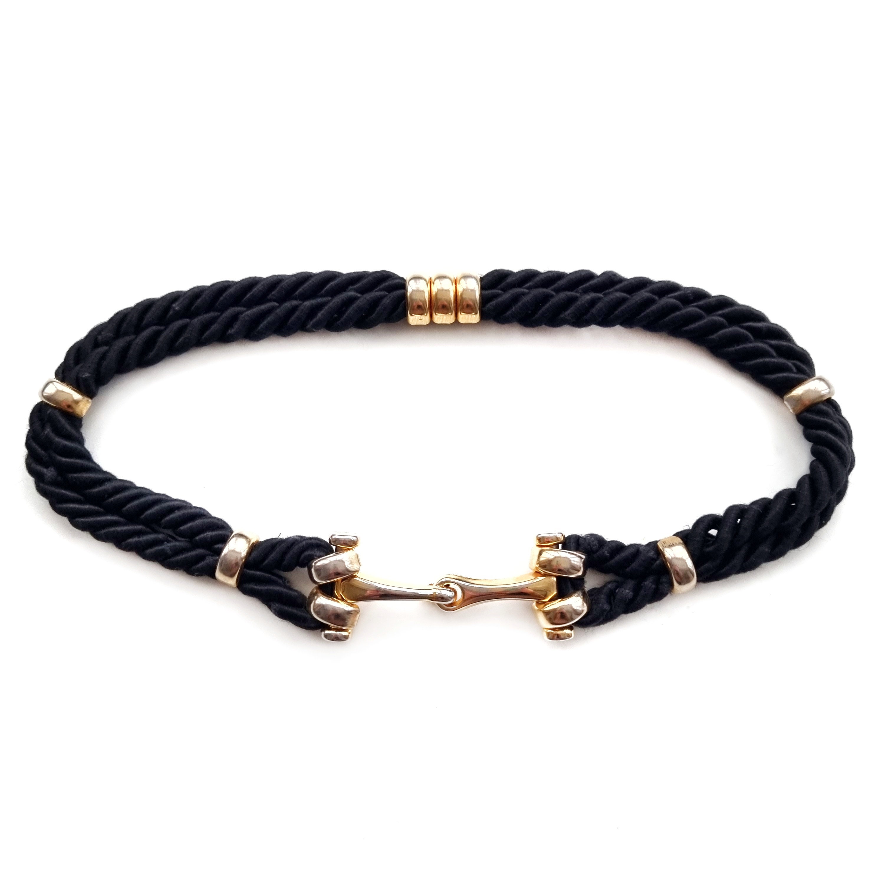 Vintage Black Satin Rope Belt With Gold Clasp | Ladies Fancy 