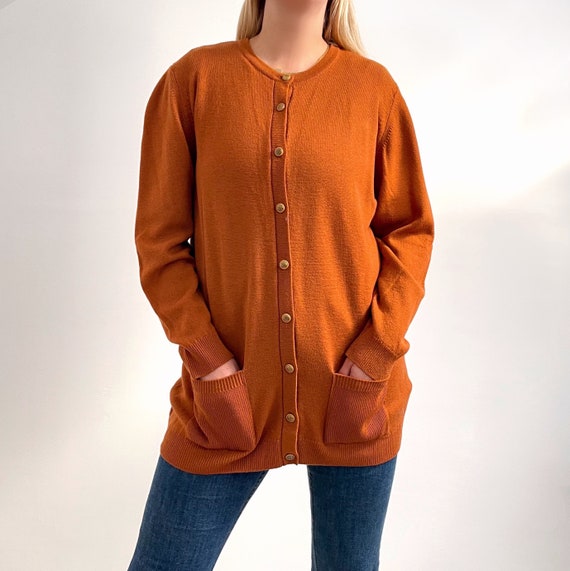 Orange button up cardigan sale