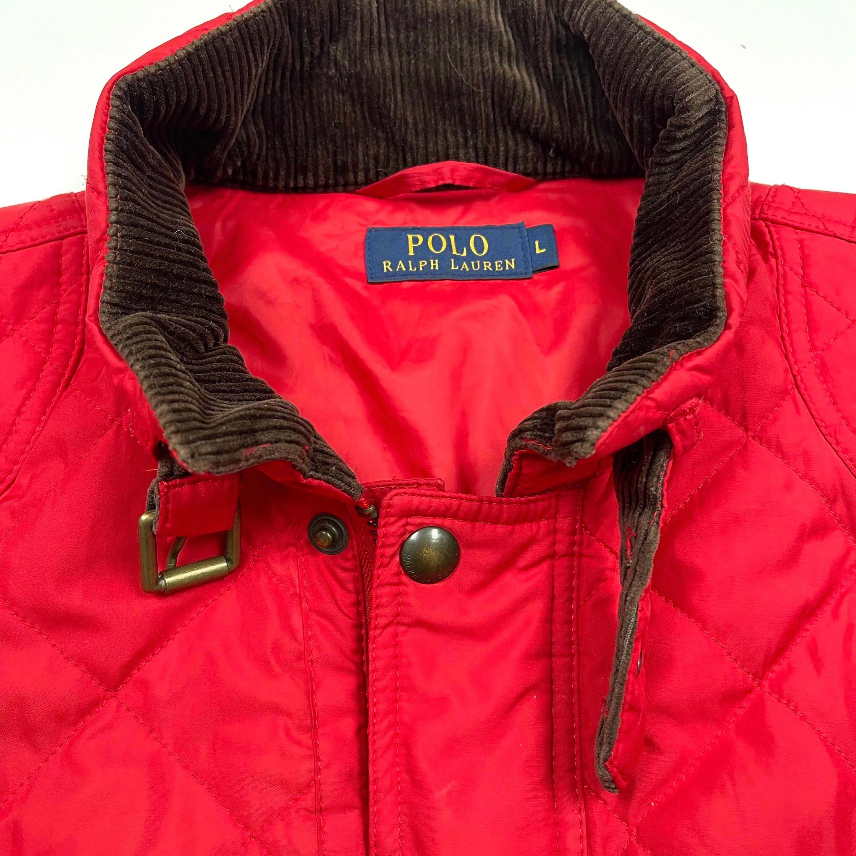 00s Vintage POLO Ralph Lauren Red Mens Jacket | Padded Quilted 