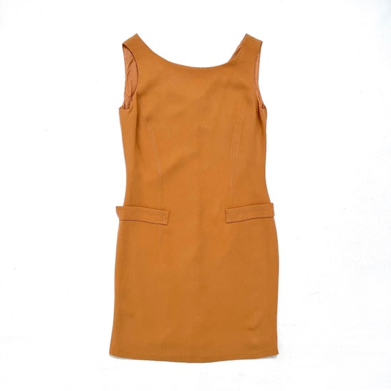 Gianfranco Ferré, Vintage GIANFRANCO FERRÉ Brown Mini Dress | Smart Neutral Sleeveless Dress | Extra Small