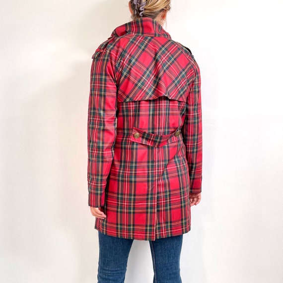 Vintage Ladies Red Tartan Trench Jacket | Ladies … - image 7