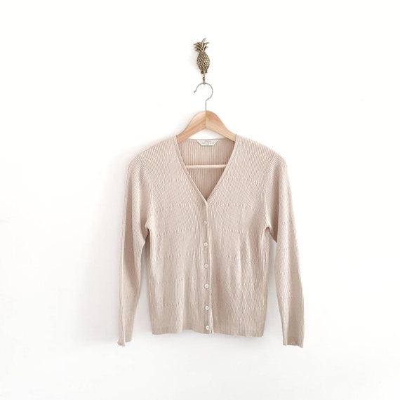 90s Tan Cropped Cardigan - Etsy