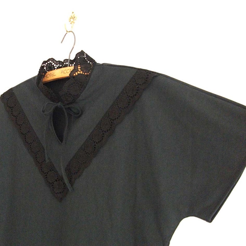 70's Vintage Black Lace Blouse image 3