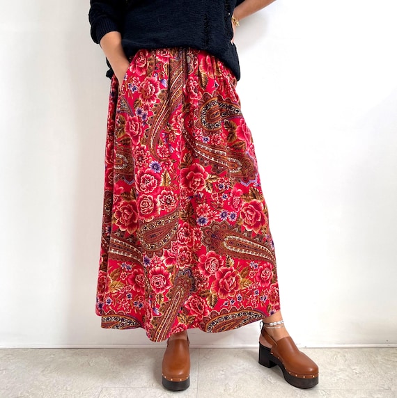 Red paisley maxi skirt new arrivals