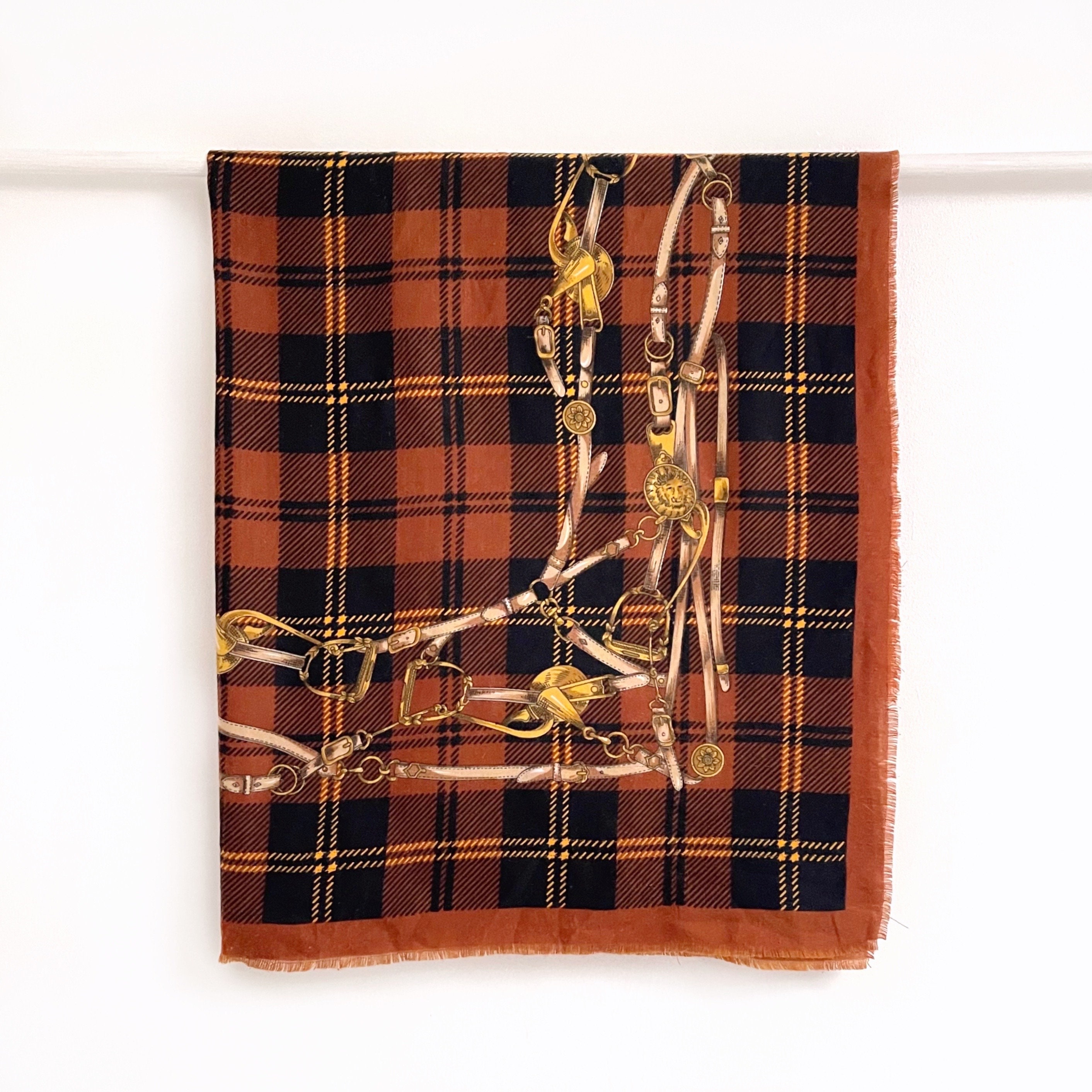 Vintage Brown & Black Tartan Scarf W Strap Print | Classic Vintage Brown & Black Tartan Scarf W Strap Print | Classic