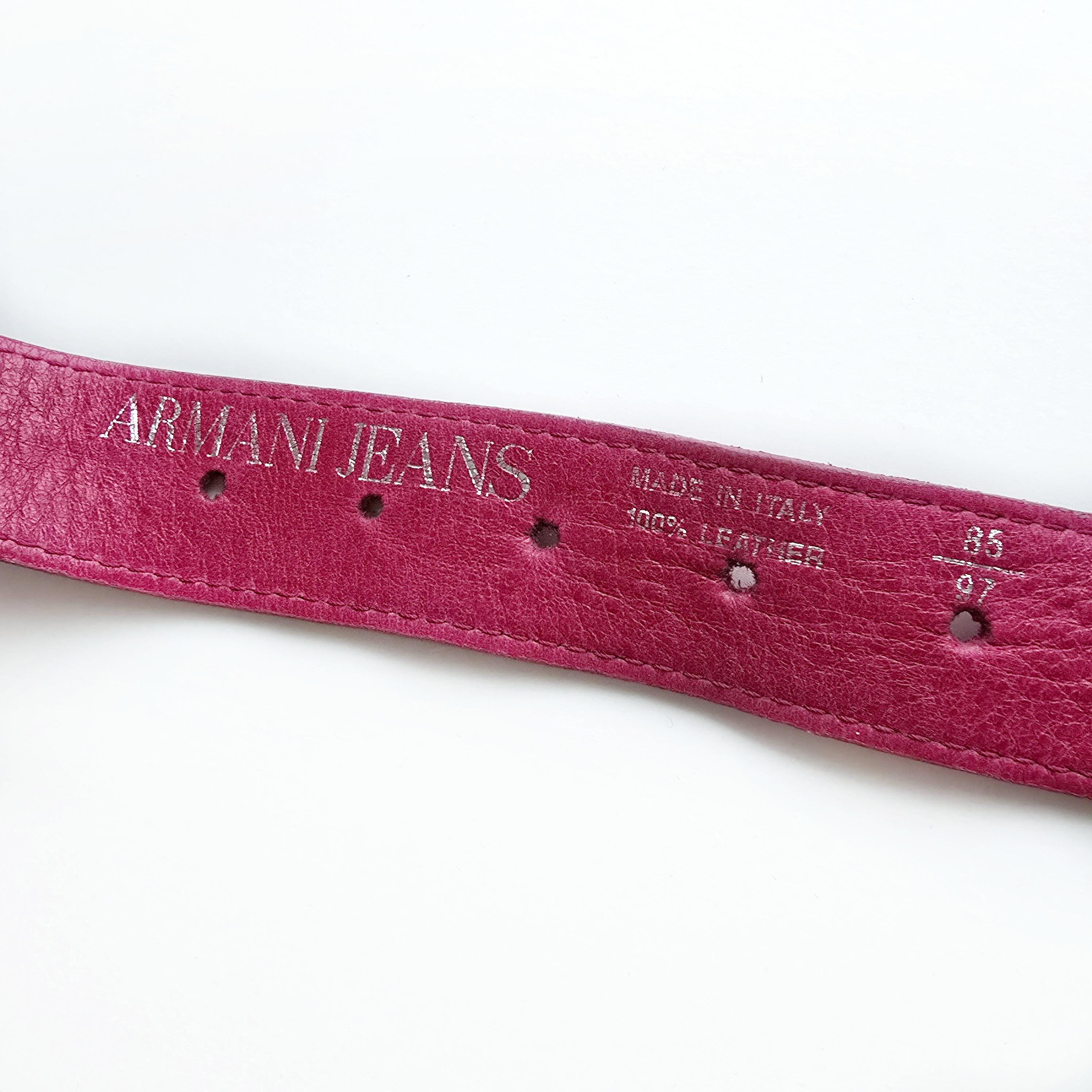 80s Armani Exchange silver printed pink leather belt S Amazon.com: Armani Exchange Women main image 4