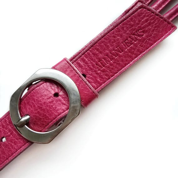80s Armani Exchange silver printed pink leather belt S Armani Exchange | Accessories | Armani Exchange Leather Belt  main image 2