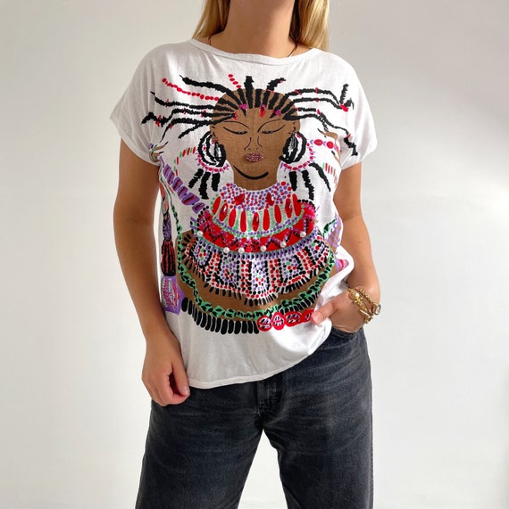 Women's vintage tribal flat shoulder long sleeve pullover shop