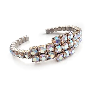 50s Vintage Aurora Borealis Diamanté Evening Bracelet | Rainbow Gemstone Cuff Bracelet