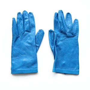 Vintage Damen Türkis Blaue Handschuhe | Ausgestattet weiche Lederhandschuhe | Mittel - Groß | Hergestellt in Italien