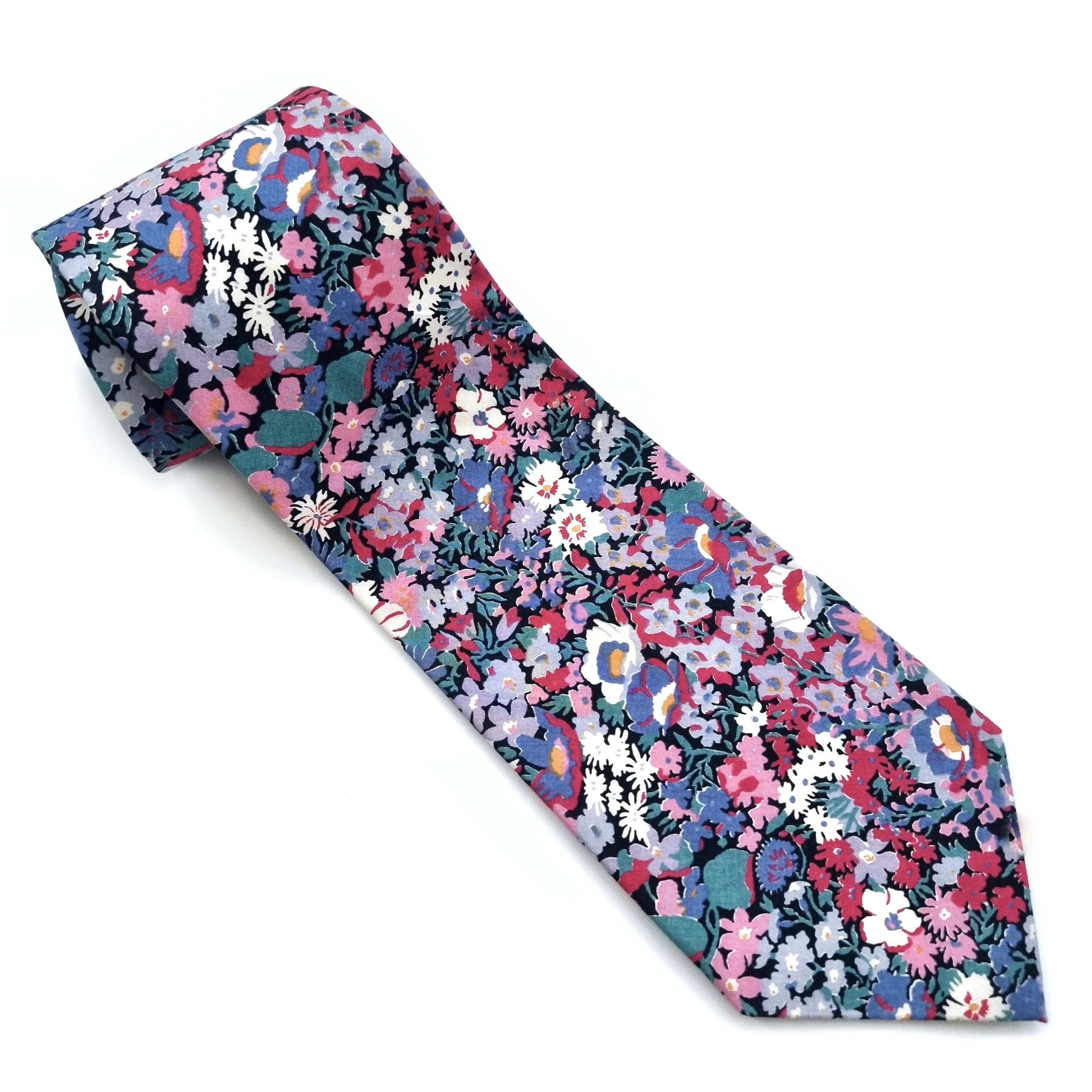 Vintage LIBERTY Bright Floral Tie | Multicoloured Flower Print Designer Neck Tie | Made in England