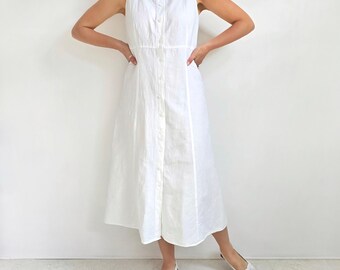 Vintage Talbots White Linen Shirt Dress - Etsy