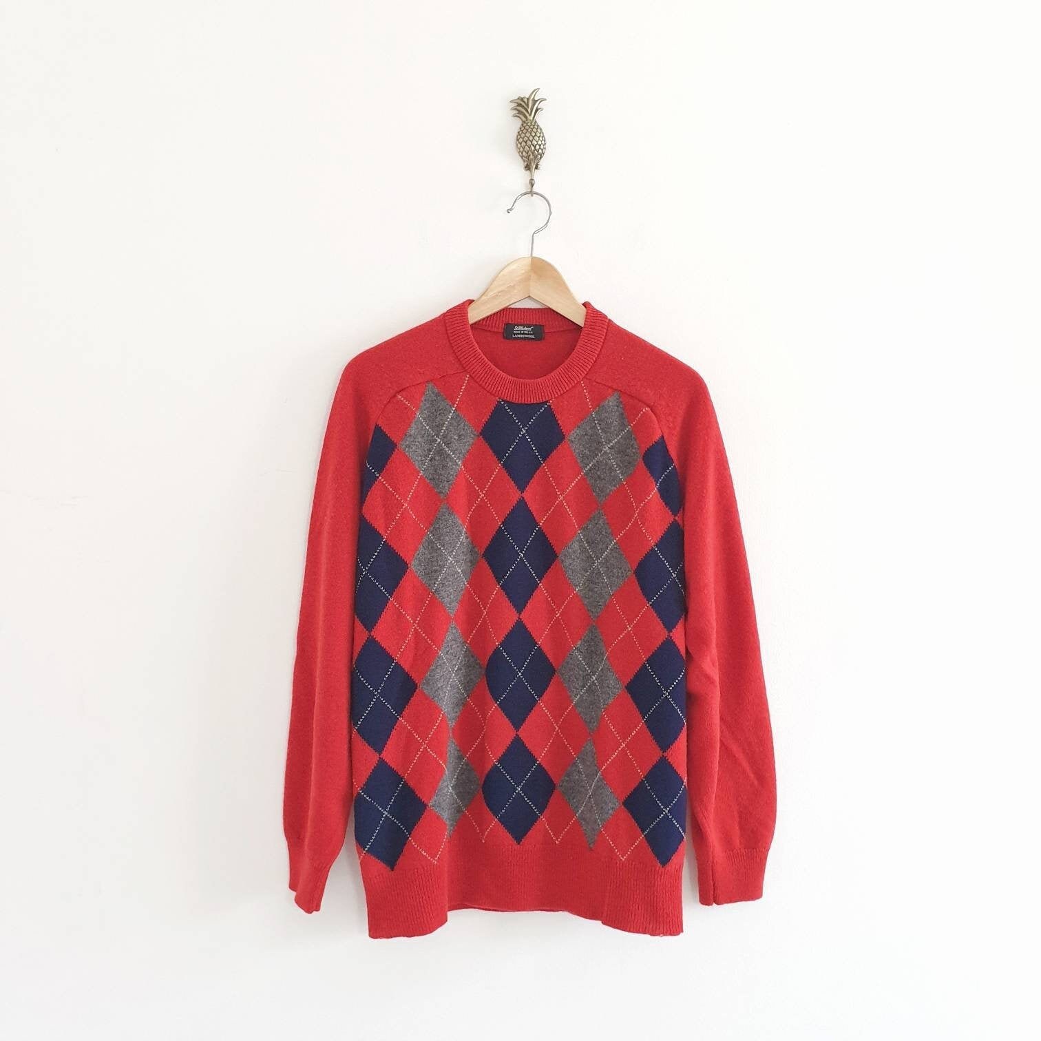 Image of Mens Vintage Jumper, Red Pringle