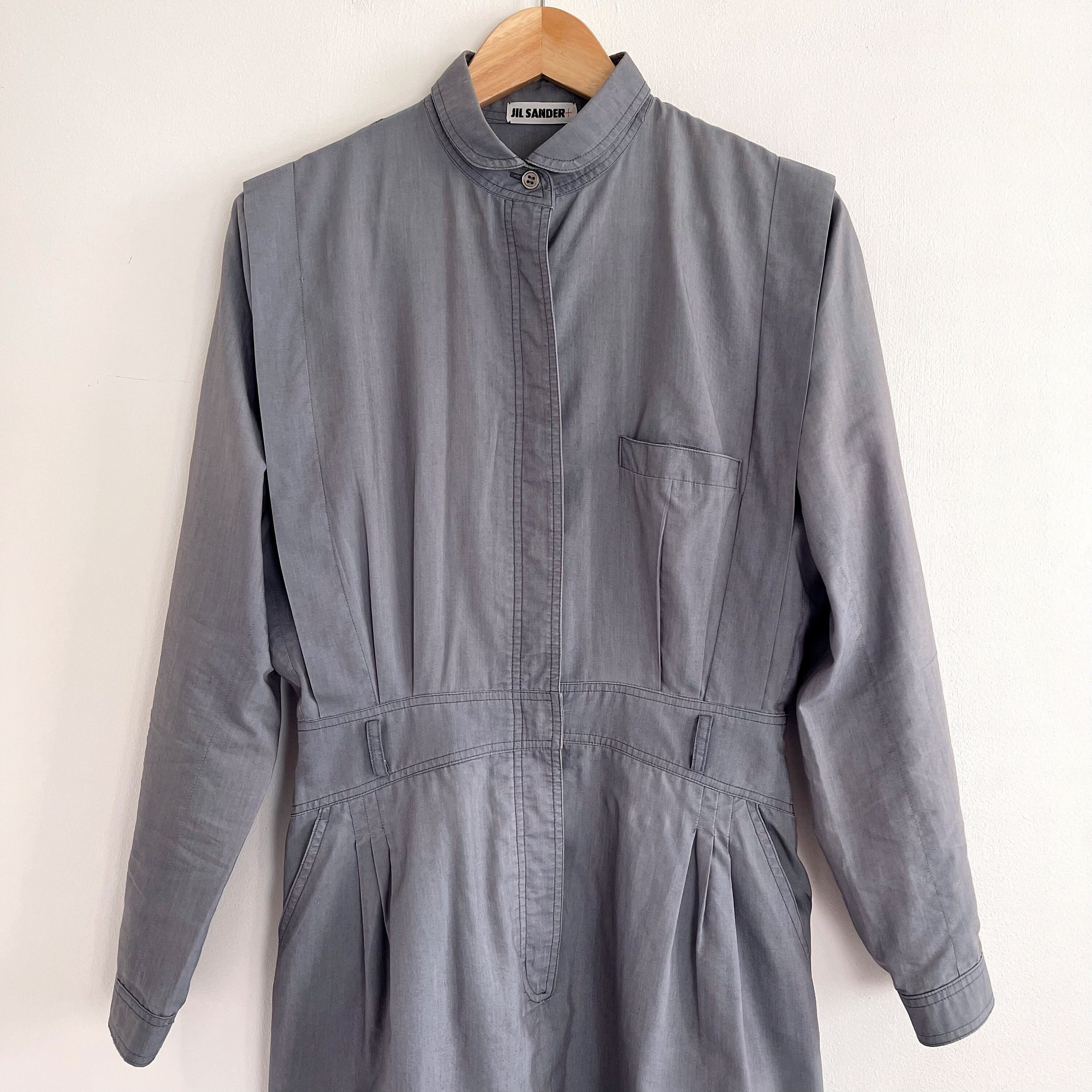 Vintage JIL SANDER Grey Shirt Dress // Military Minimalist