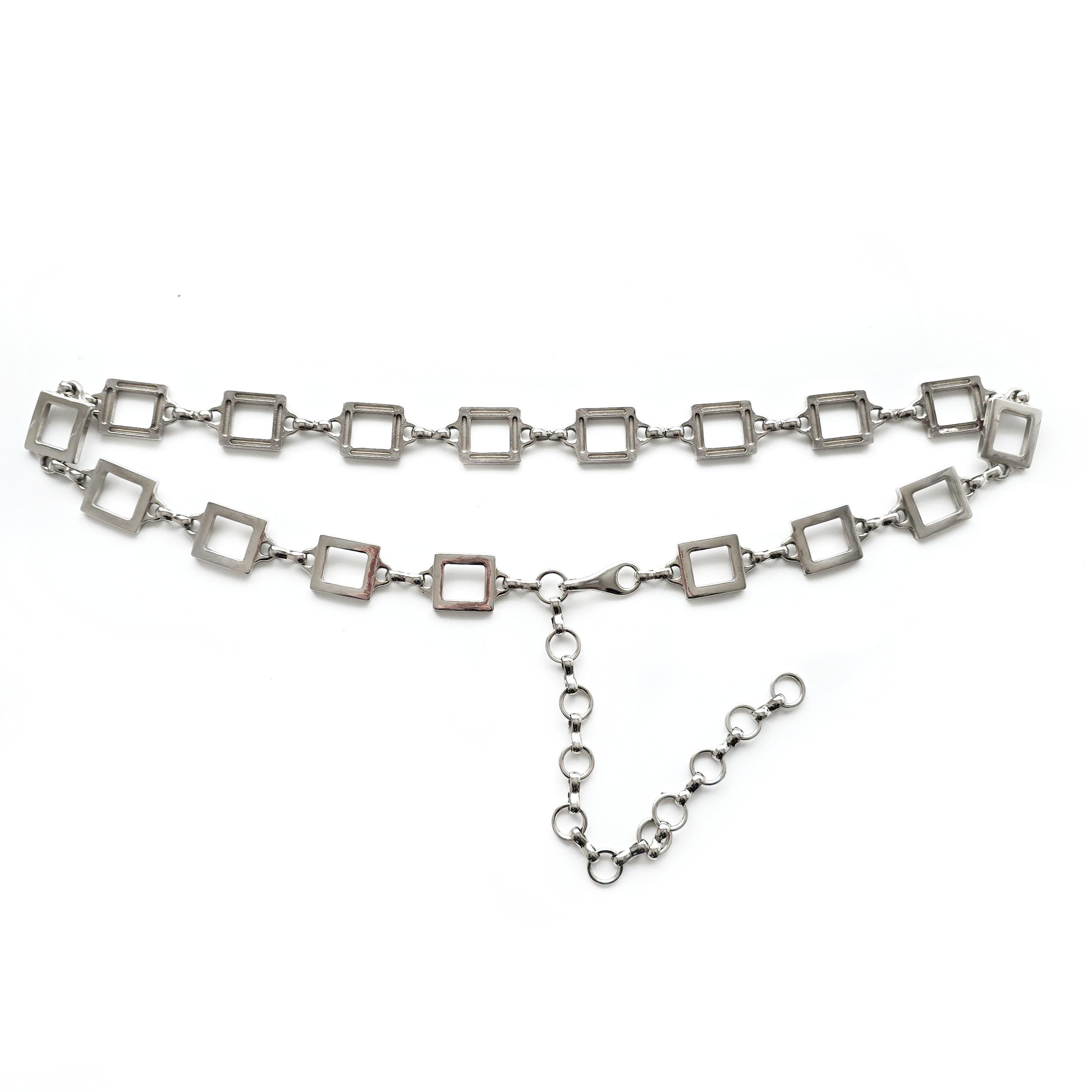 Matte Silver Heavy Disc Link Belt X-long Antique Brass Disc Belt, Silver, Metal Disc Belt  main image 2