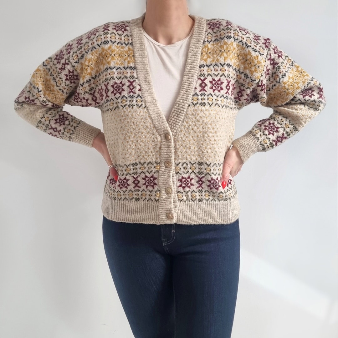 Vintage Beige Cardigan L XL