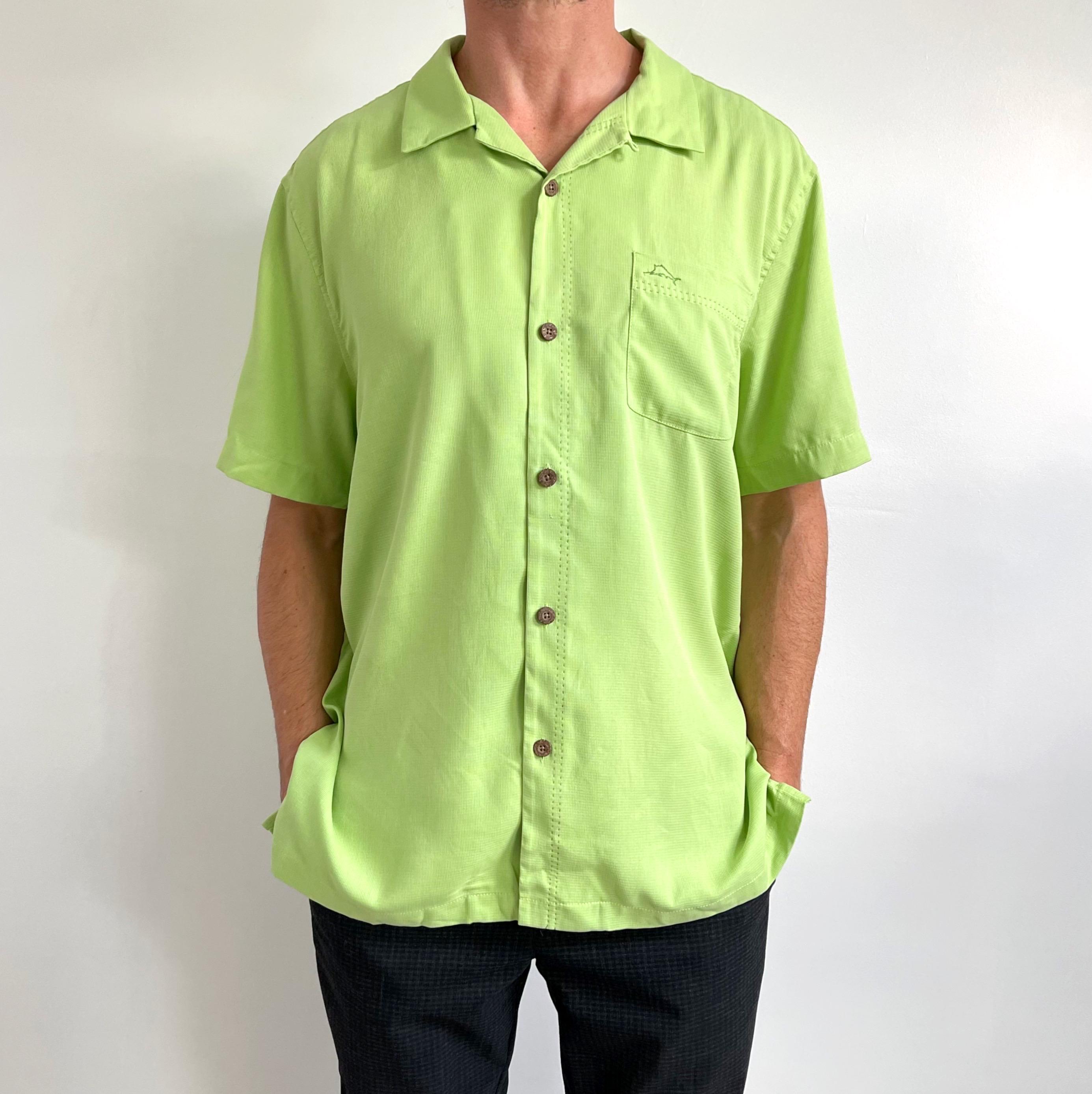 lime green short sleeve dress shirt de Marcus Luxury Shirt Alister Green