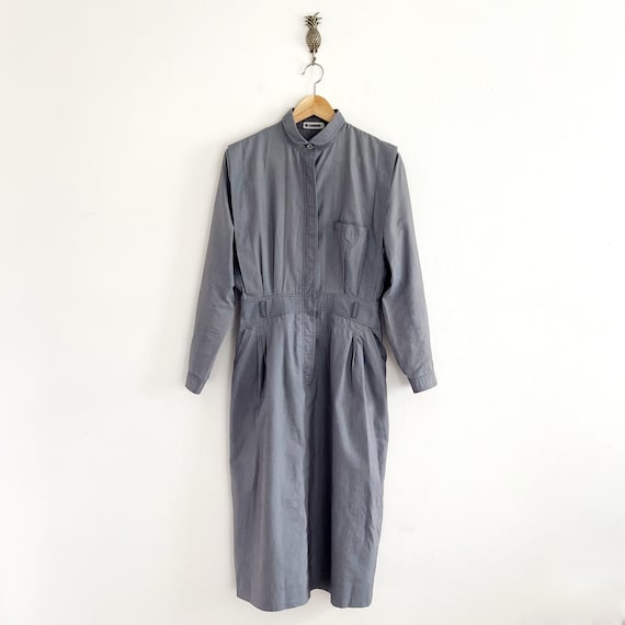 Vintage JIL SANDER Grey Shirt Dress // Military M… - image 1