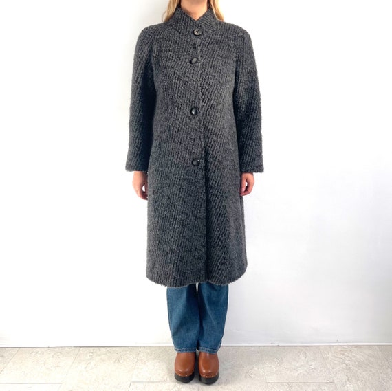 Vintage Ladies Midi Wool Coat in Dark Grey | Warm… - image 2