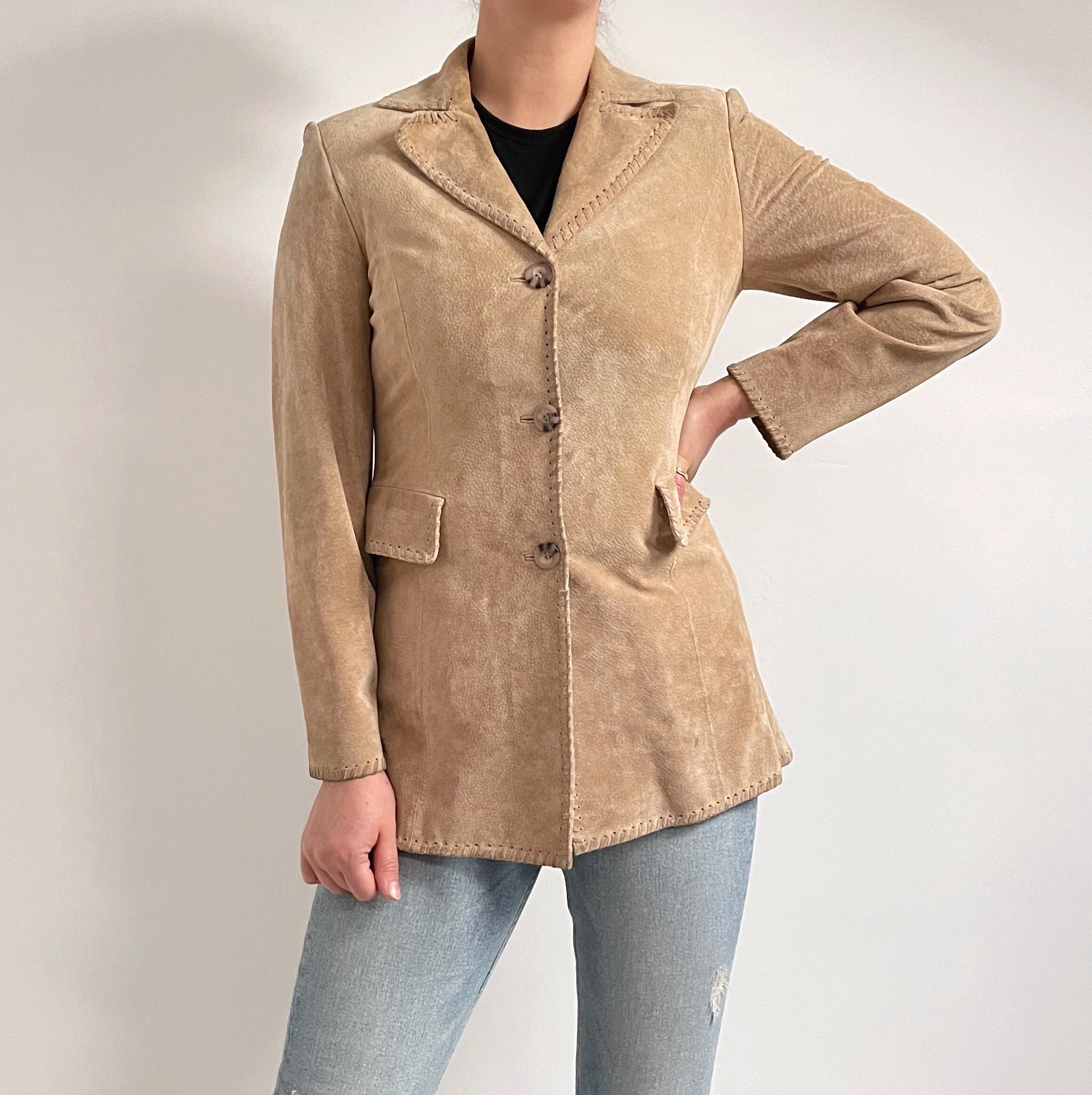 Vintage Beige Suede Ladies Jacket | Betty Barclay Fitted, Light