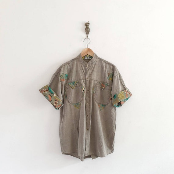80s Mens Shirt, Graphic Print