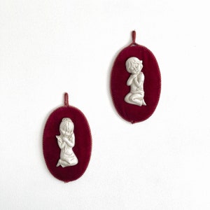 Vintage Boy & Girl Wall Decor // Oración de terciopelo para niños Señales de la puerta de la habitación