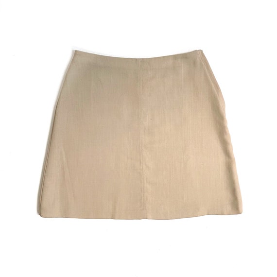 Vintage Beige Wool Mix Short Skirt | Smart, A-line Mini Skirt