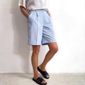 Gaspar Honolulu bermuda poplin shorts blue stripe