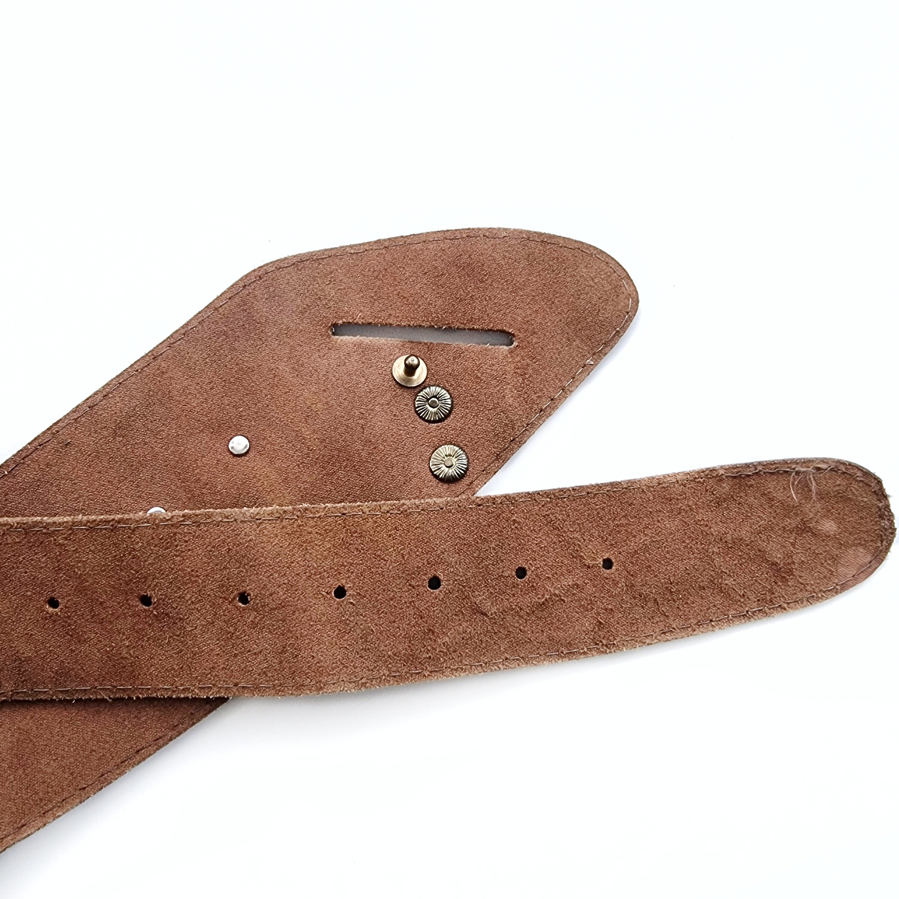Vintage Brown Embossed Genuine Leather Belt W Gold Bow  display picture 2