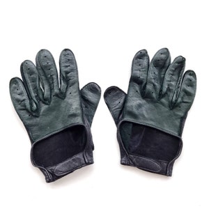 Gants de CONDUITE homme VERT-NOIR cuir de mouton poil -  France