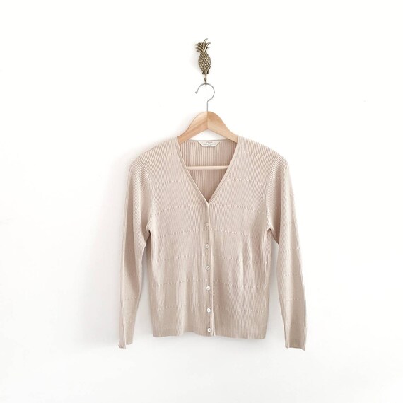 90s Tan Cropped Cardigan