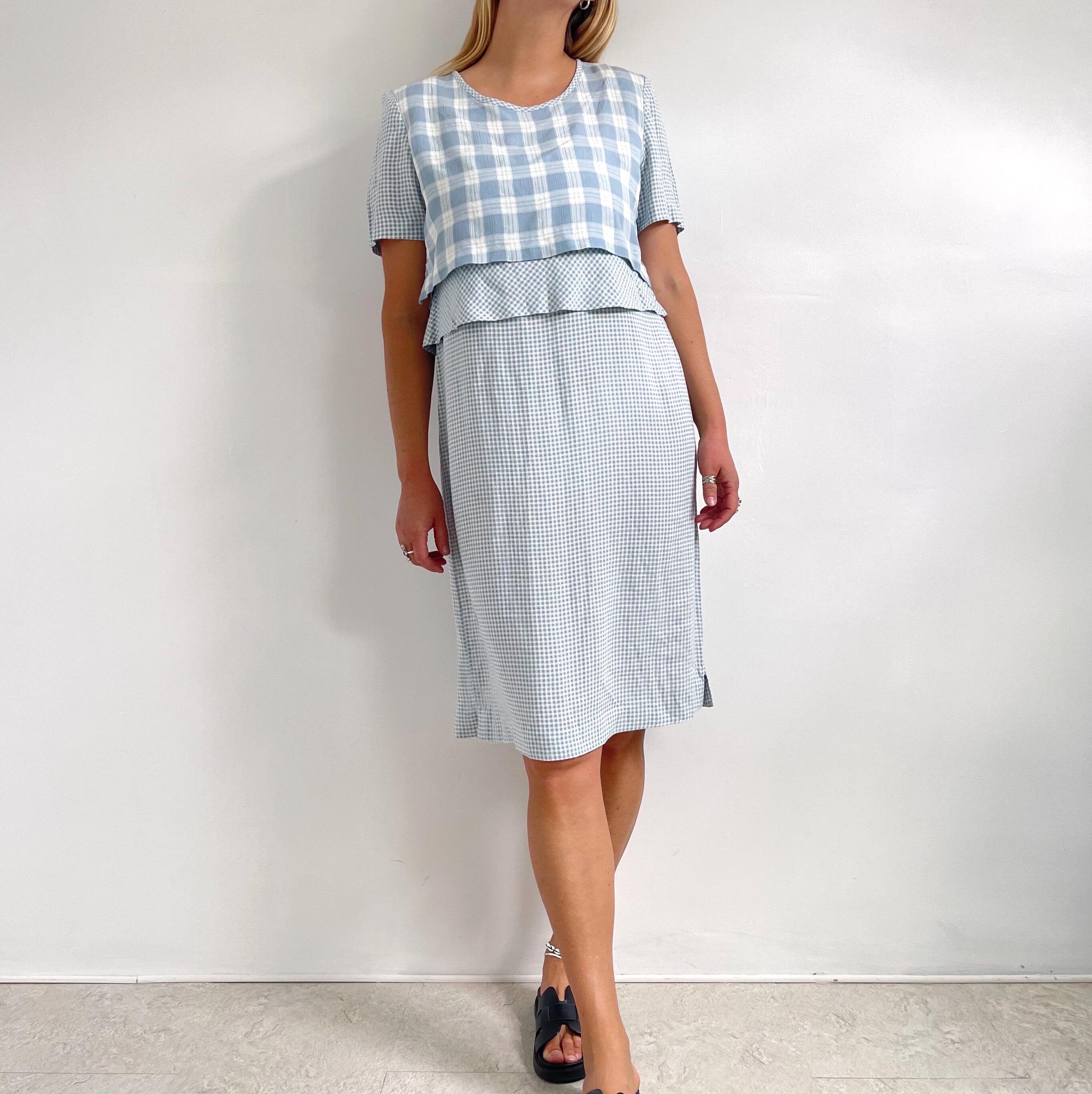 checkered powder blue dress Baby Hannah Dress Set in Blue Gingham 6-9M